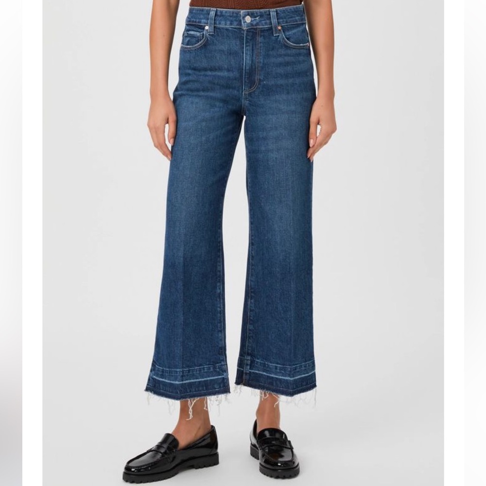 NWT Paige Anessa Wide leg cropped in Alana undone hem Size 28 - Picture 2 of 8